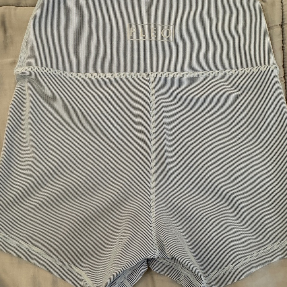 Fleo V waistband Small Blue and White Ribbed Shorts like new. Sold out online!